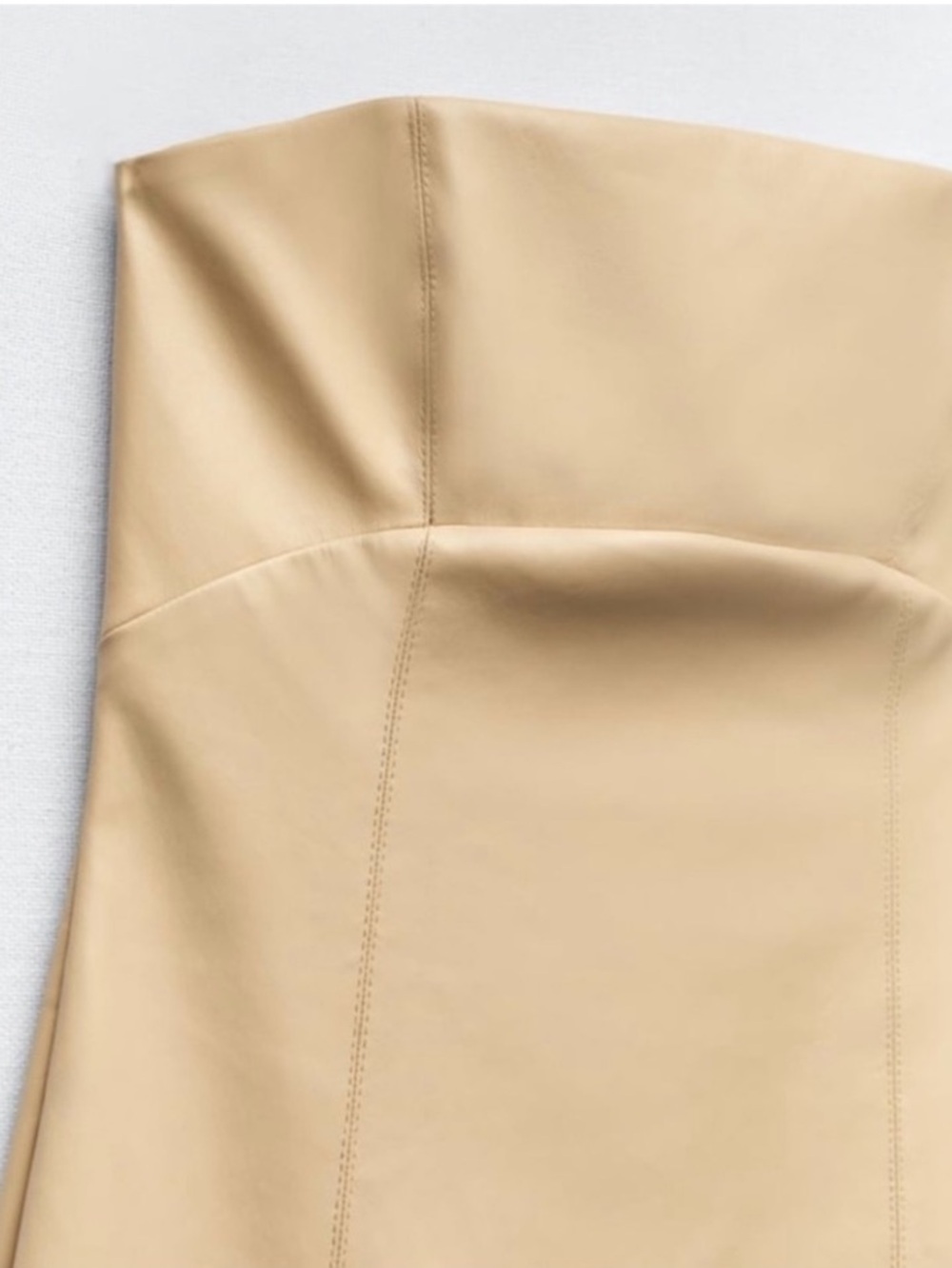 Zara faux leather strapless 
BLOGGERS FAVORITE
 Cream Midi Dress Size M NWOT - Picture 14 of 15
